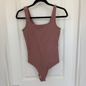 Abercrombie & Fitch Dusty Rose Ribbed One-Piece Bodysuit
